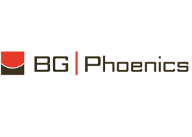 bg-phoenics-softwaredienstleister-deutschland-logo Logo der BG Phoenics mit stilisiertem roten und braunen Icon sowie modernem Schriftzug in dunkler Farbe auf weißem Hintergrund.